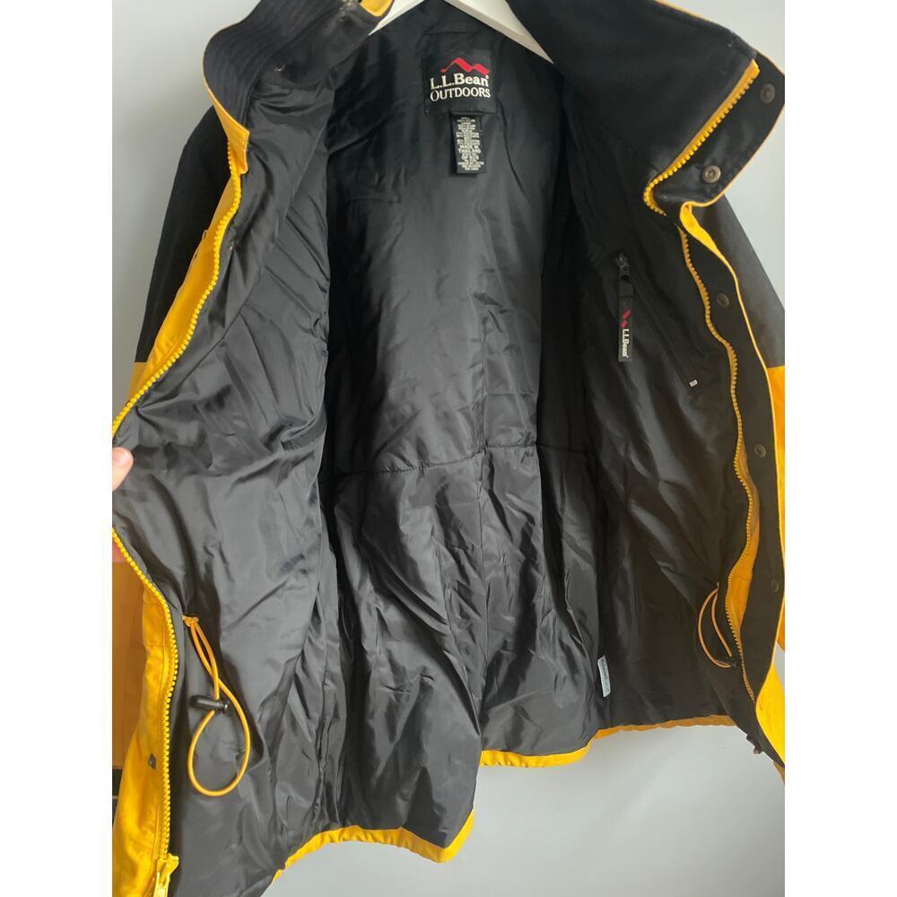 L.L. Bean Outdoors Coat Vintage Yellow Ski Jacket 80s 90s Retro Gathered Waist M - Picture 6 of 9